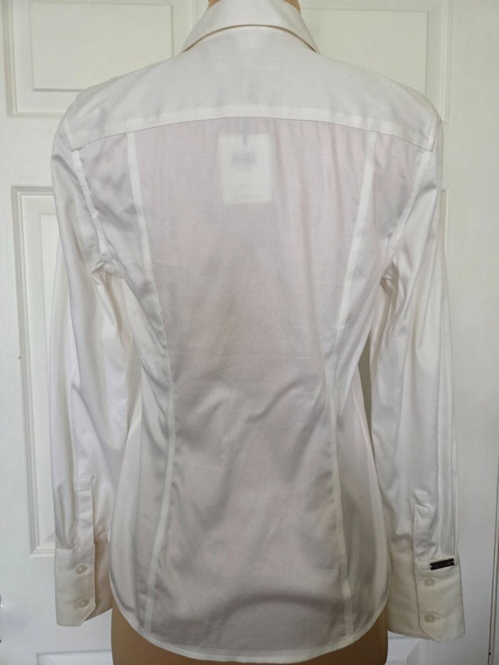 Calvin Klein Fitted Sheen Off White Blouse with Tags - Picture 3 of 12